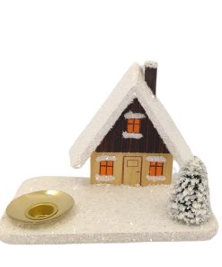 Kerzenhalter Haus im Schnee