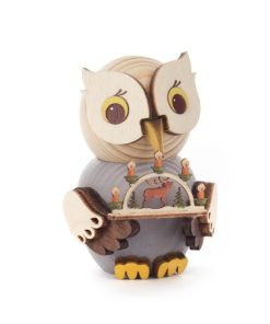Holzfigur Mini-Eule mit Schwibbogen
